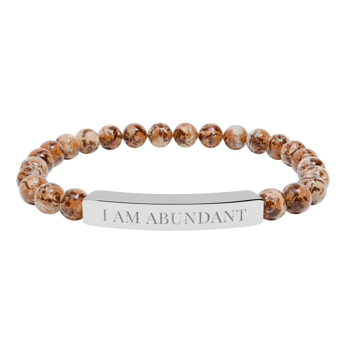 Engraved Natural Stone Bar Bracelet — Personalized Stretch Gemstone Bracelet