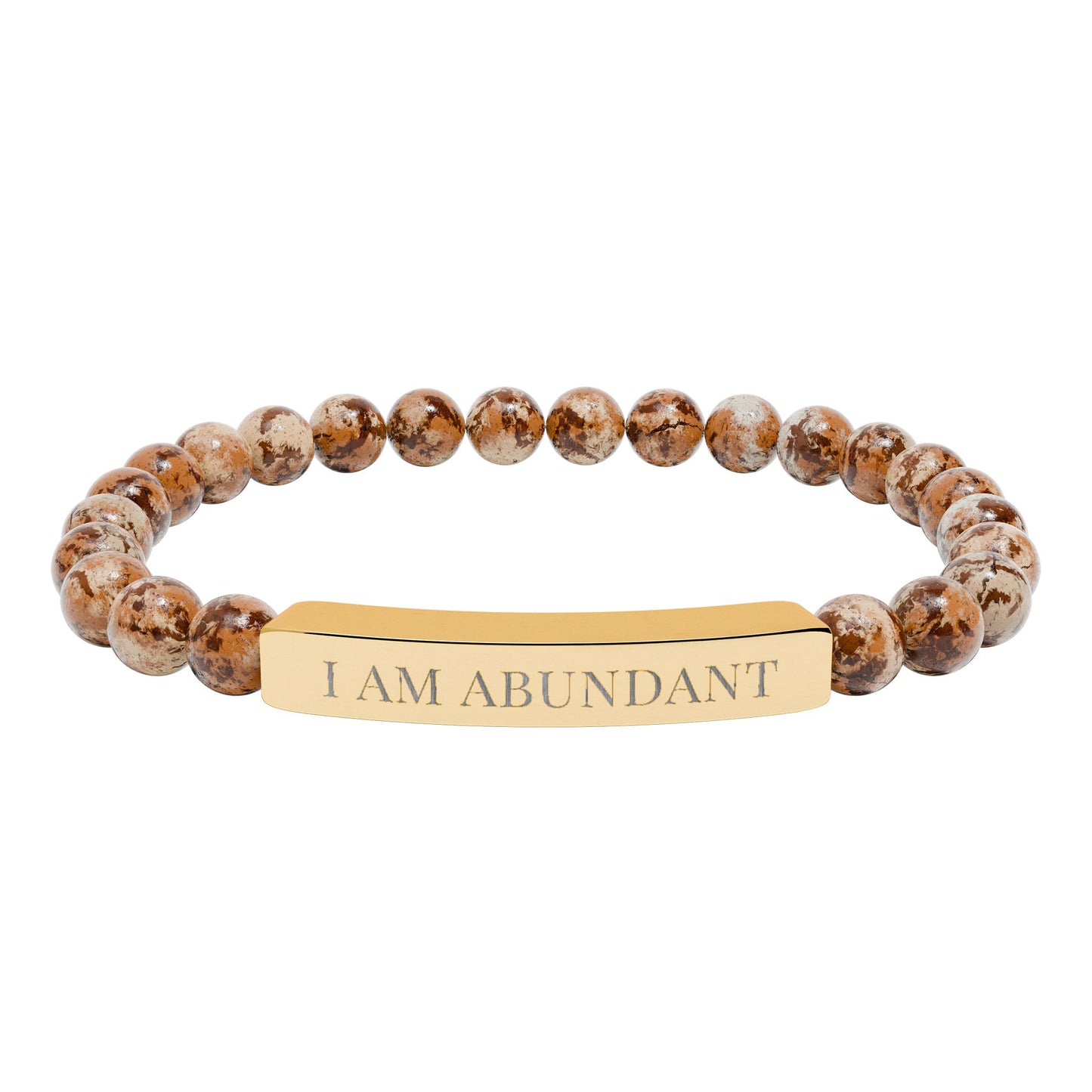 Engraved Natural Stone Bar Bracelet — Personalized Stretch Gemstone Bracelet